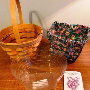 Longaberger 1996 Easter Basket, Fabric Egg Liner & Protector
